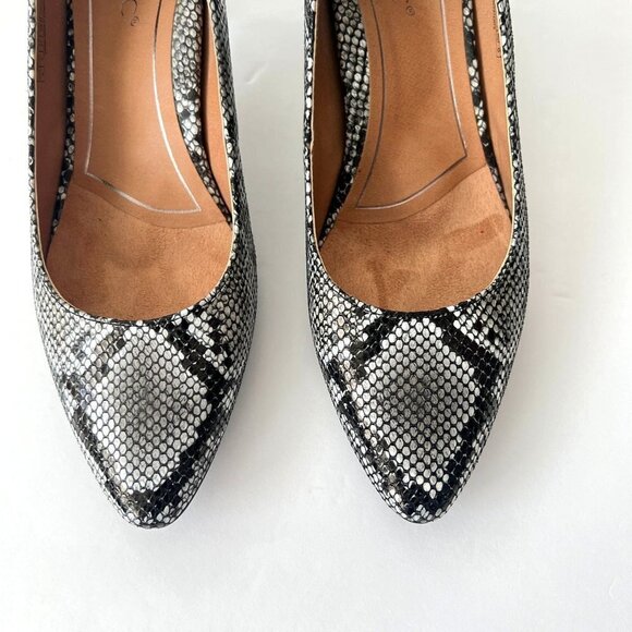 Vionic Leather Pointed Toe Pumps Mia Snake Size 6 M Black White - Picture 11 of 12